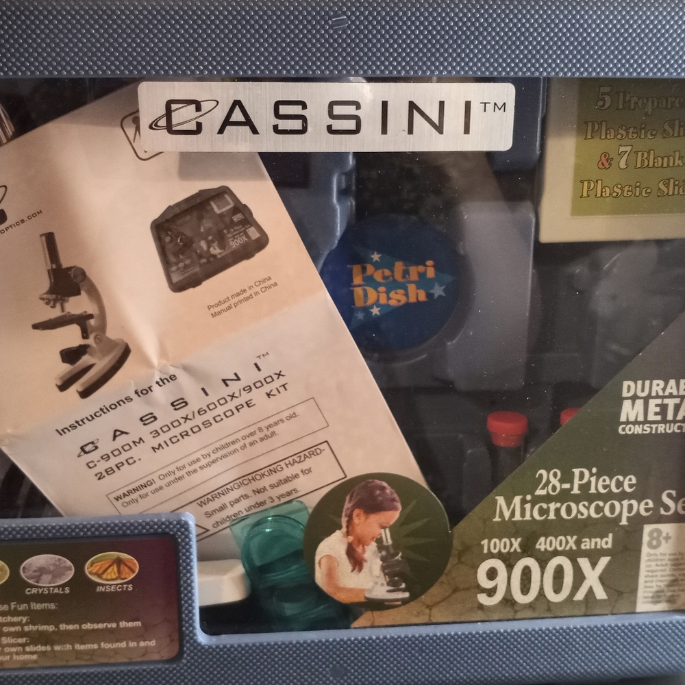 Cassini C-900M 28-Piece MICROSCOPE KIT + CASE Ages 8+ NEW